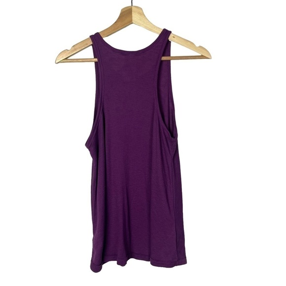 Free People Dark Purple Round Neck Thermal Tank Top M - Picture 2 of 3